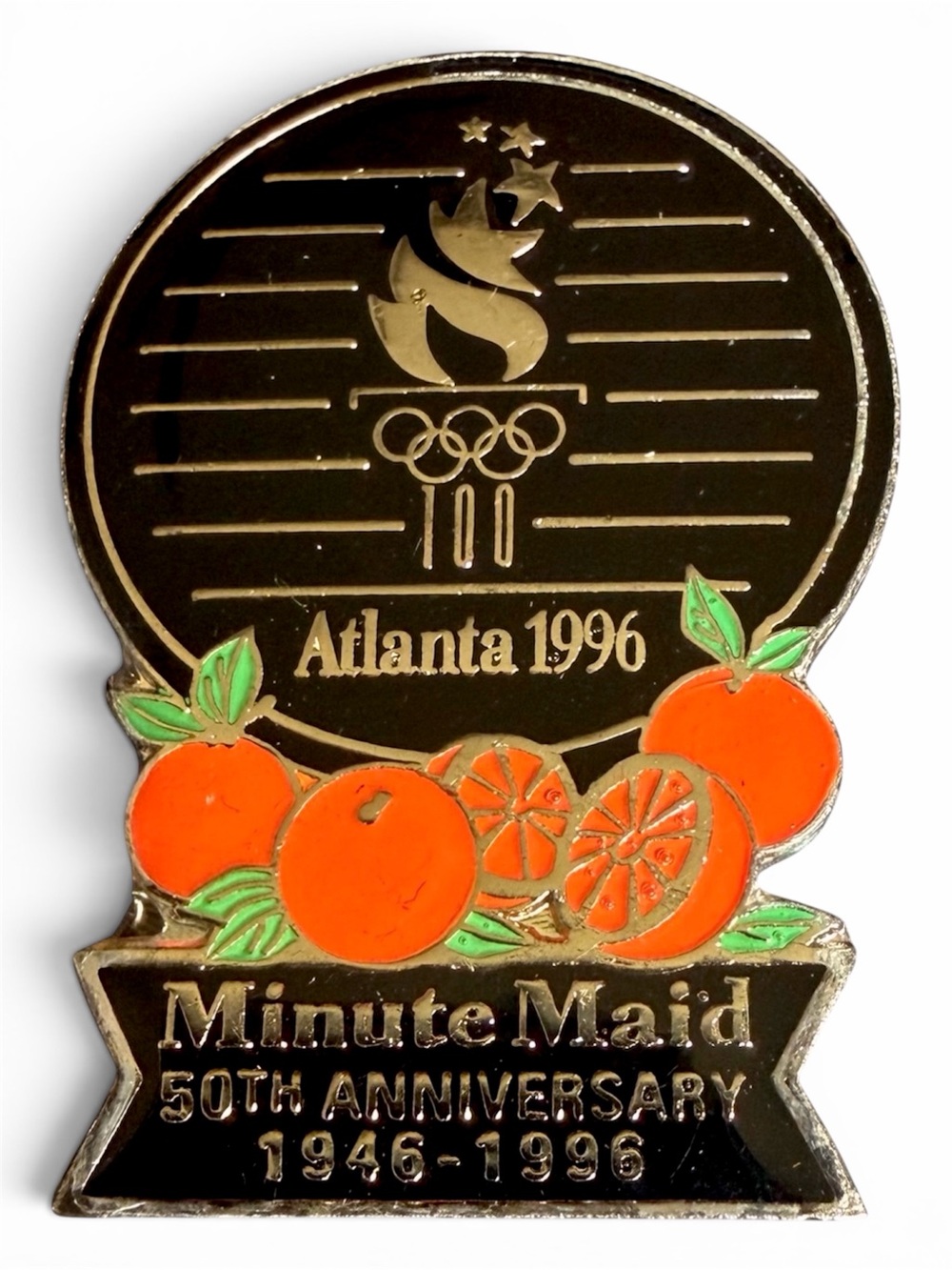 Vintage Atlanta 1996 Olympics Pin Brooch Minute Maid Orange Juice Collectible